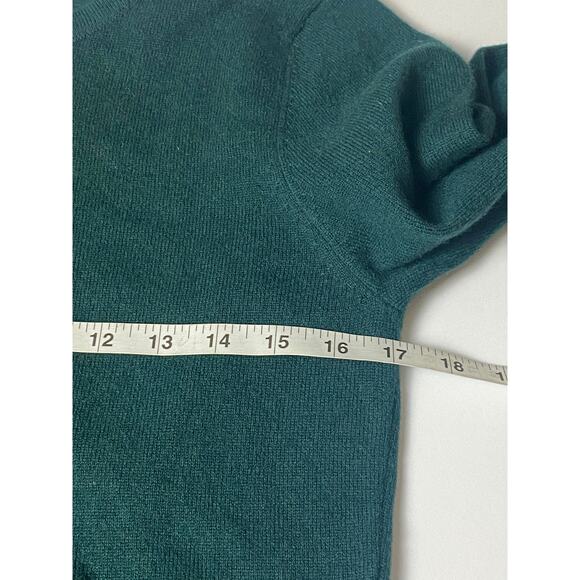Neiman Marcus Green Cashmere Peplum Ribbed Long Sleeve Sweater Size Large - Picture 5 of 6